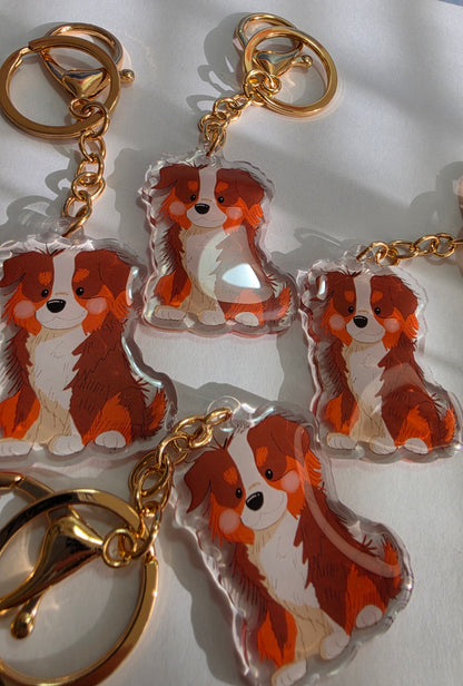 Aussie Shepherd Keychain - Red Tricolour - 034