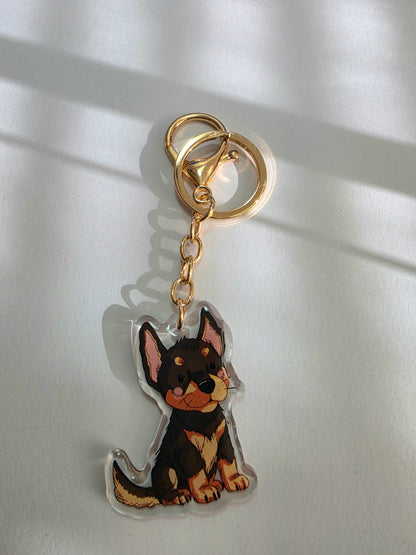 Kelpie Keychain - Black and Tan - 026