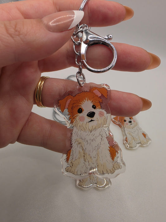 Jack Russell Keychain - Rough Coat - Tan & White - 145