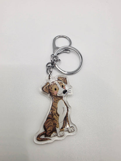 Greyhound - Whippet Keychain - Brindle - 144