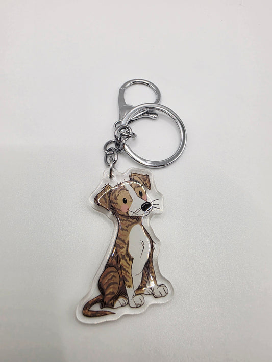 Greyhound - Whippet Keychain - Brindle - 144