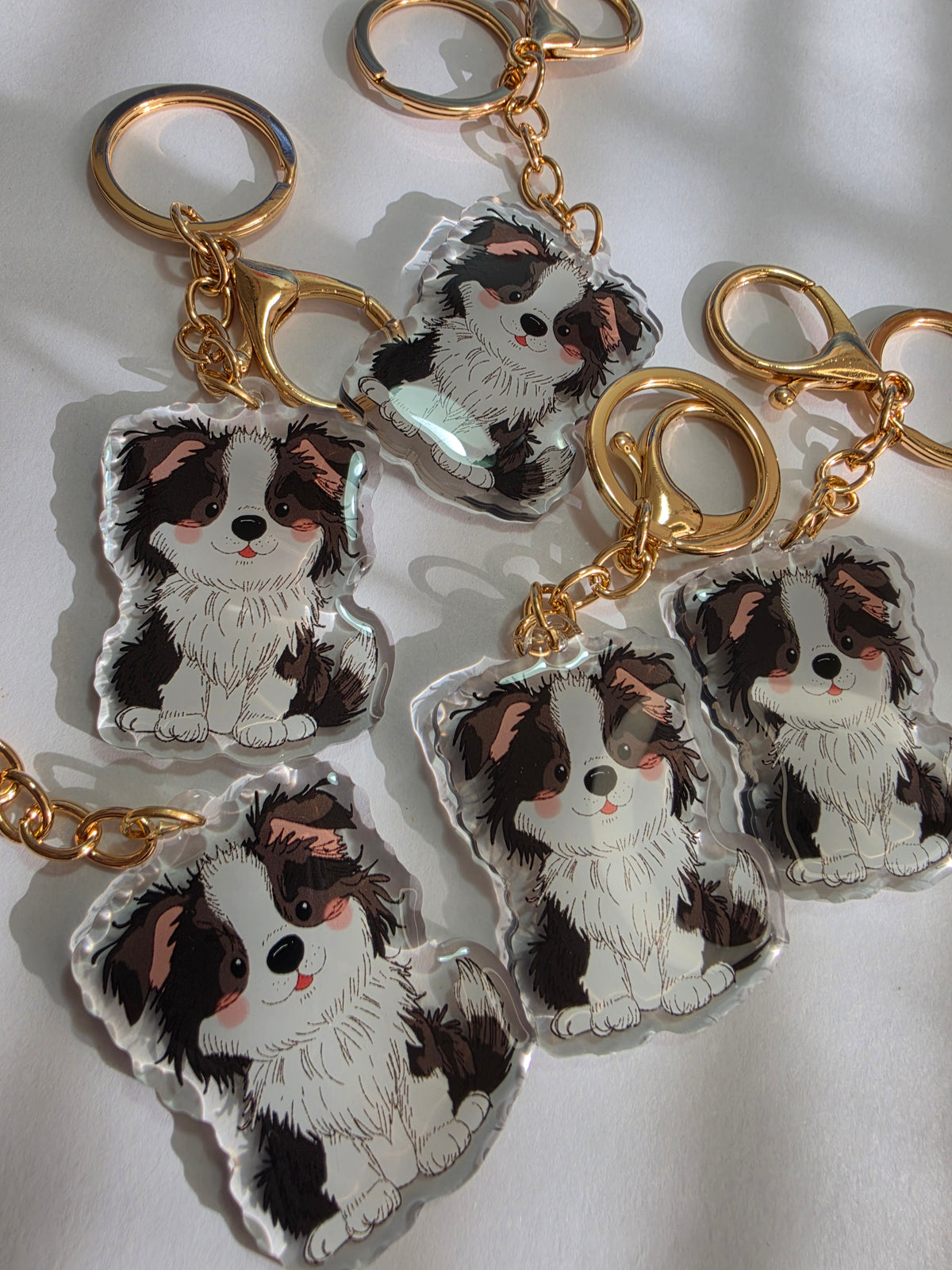 Border Collie Keychain - Black and White - 043