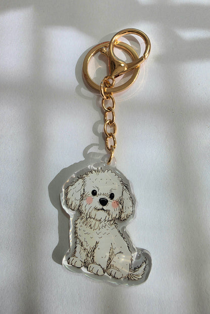 Bichon Frise Keychain - White - 058