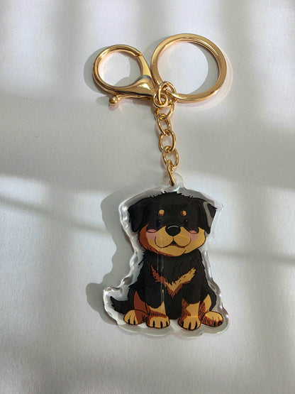 Rottweiler Keychain - Black and Tan - 065