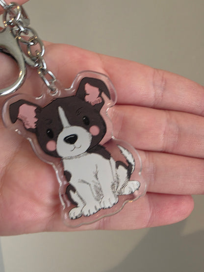 Jack Russell Terrier Keychain - Black and White - 108