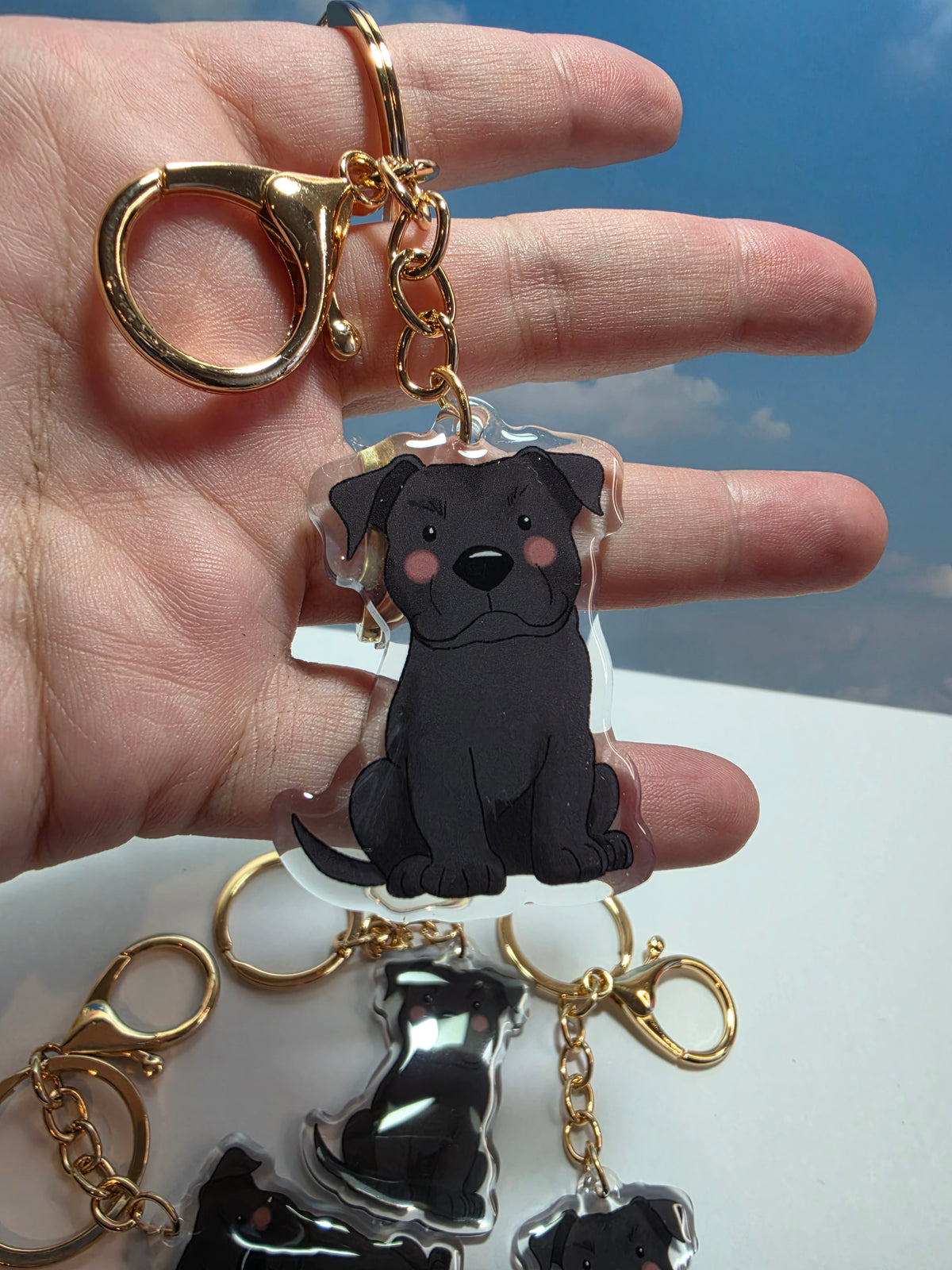 Amstaff / Pit Bull Keychain - Black - 130