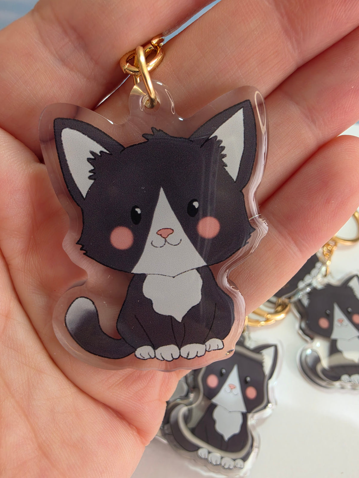 Cat Keychain - Tuxedo - 087