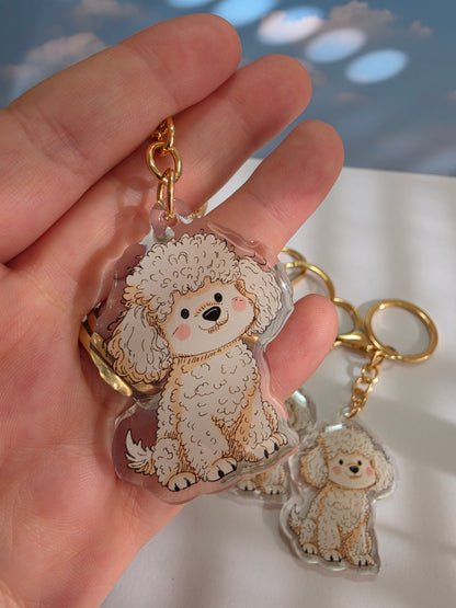Poodle Keychain - White - 057