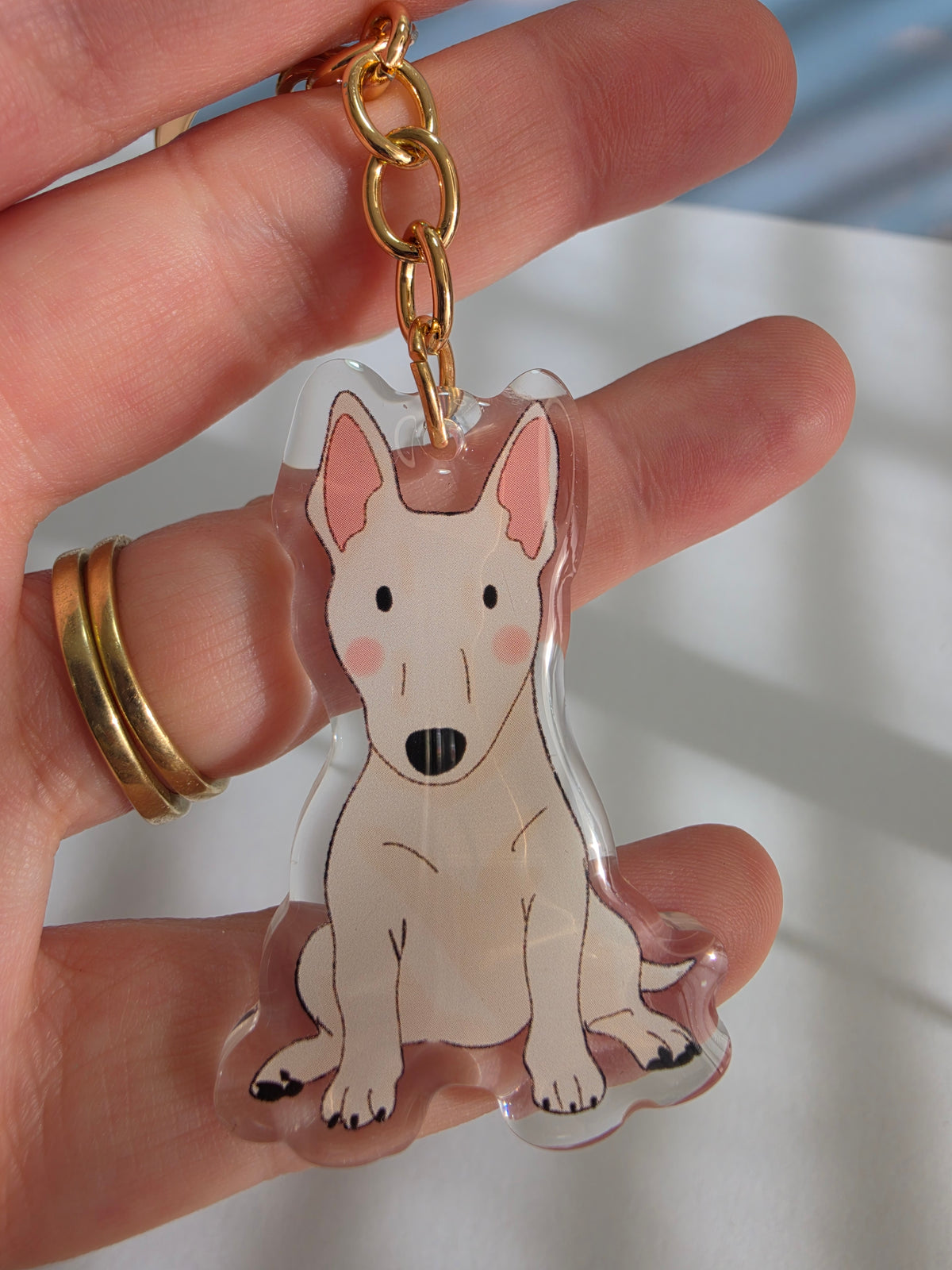 Bull Terrier Keychain - White - 040
