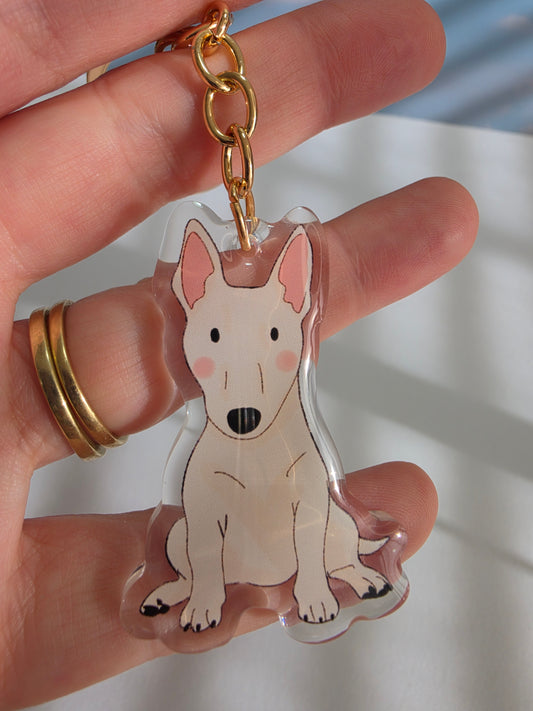 Bull Terrier Keychain - White - 040