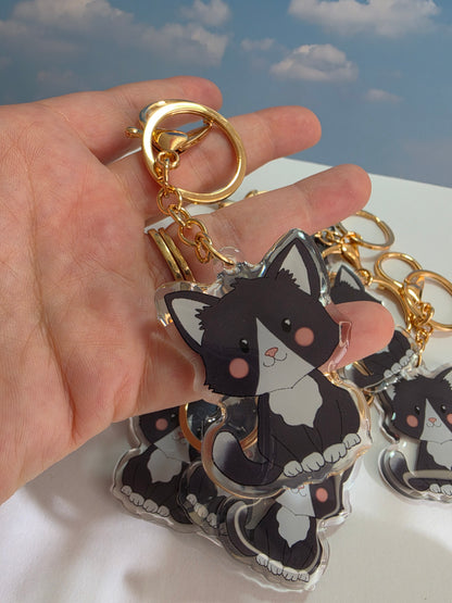Cat Keychain - Tuxedo - 087