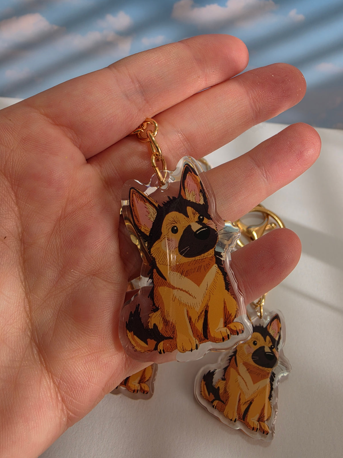 German Shepherd Keychain - Tan and Black - 023