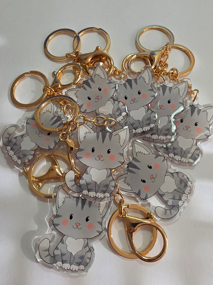 Cat Keychain - Grey - 081