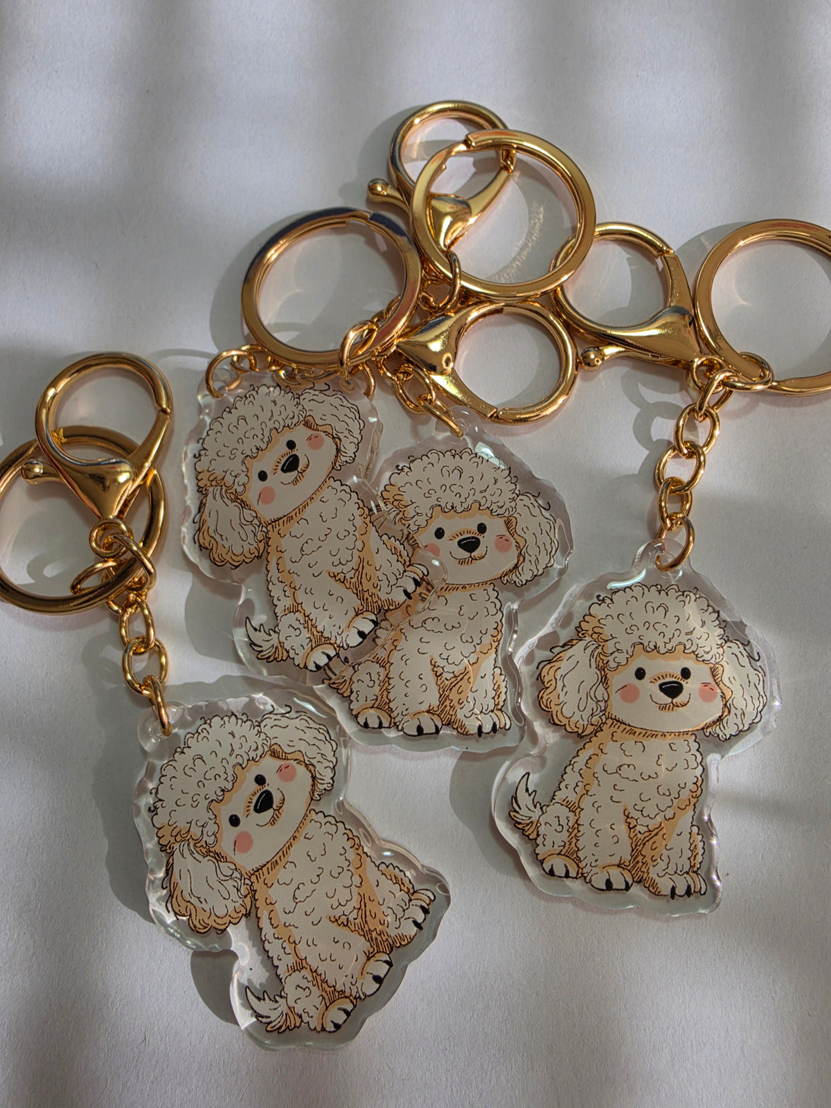Poodle Keychain - White - 057