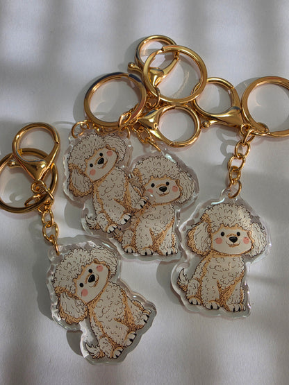 Poodle Keychain - White - 057