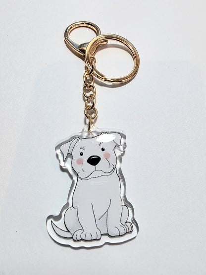 Amstaff / Pit Bull Keychain - White - 129