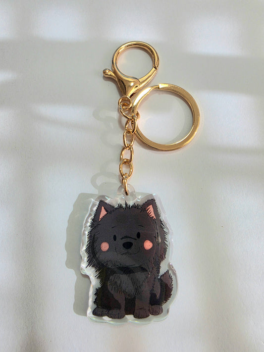 Pomeranian Keychain - Black - 054
