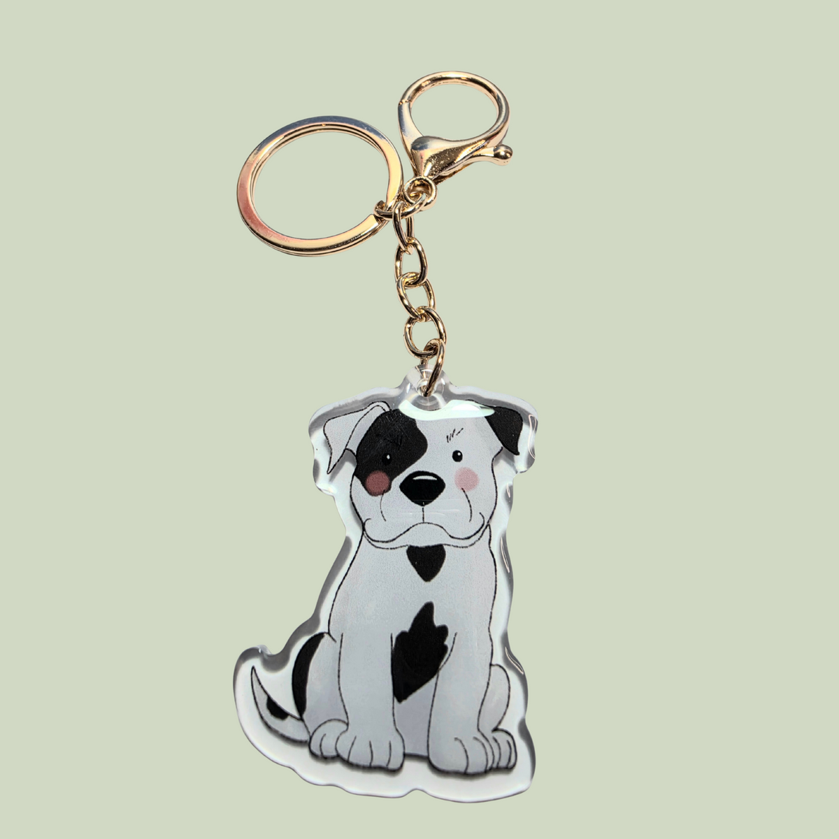 Amstaff / Pit Bull Keychain - Black & White Patch - 131