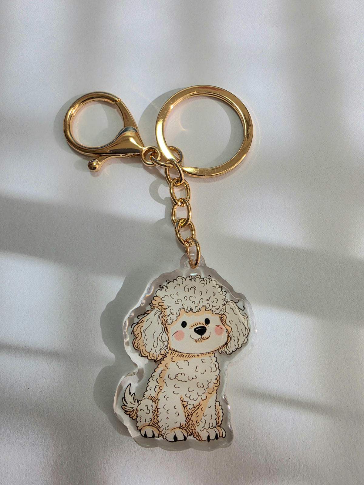 Poodle Keychain - White - 057
