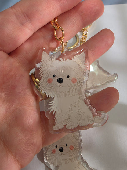 Yorkshire Terrier Keychain - White - 052