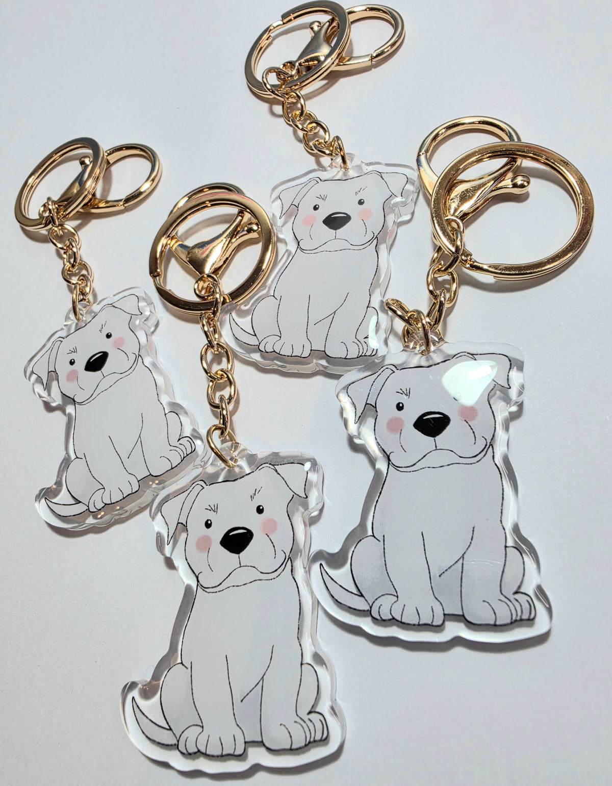 Amstaff / Pit Bull Keychain - White - 129