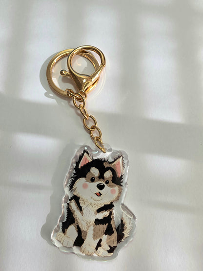Husky Keychain - Black and White - 076