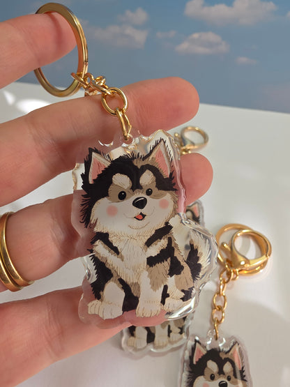 Husky Keychain - Black and White - 076
