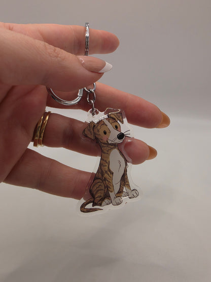 Greyhound - Whippet Keychain - Brindle - 144