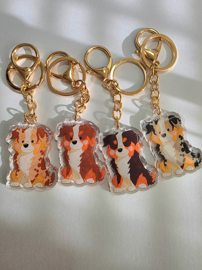Aussie Shepherd Keychain - Black Tricolour - 033
