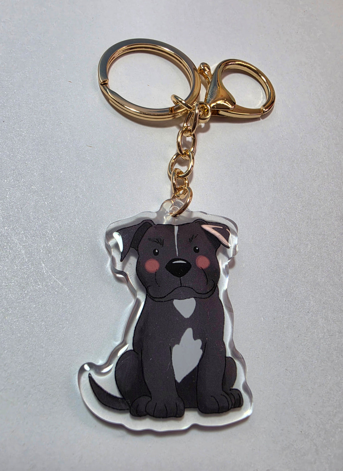 Amstaff / Pit Bull Keychain - Black & White - 132