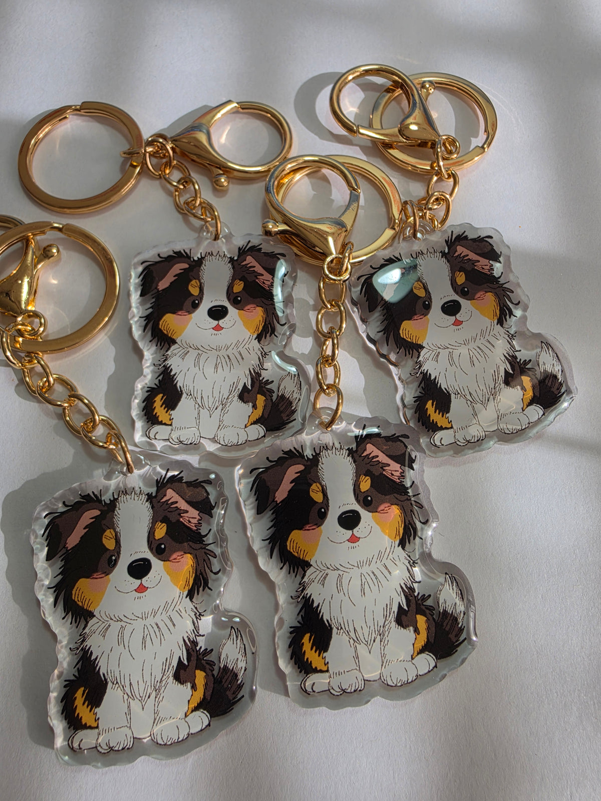 Border Collie Keychain - Black Tricolour - 044