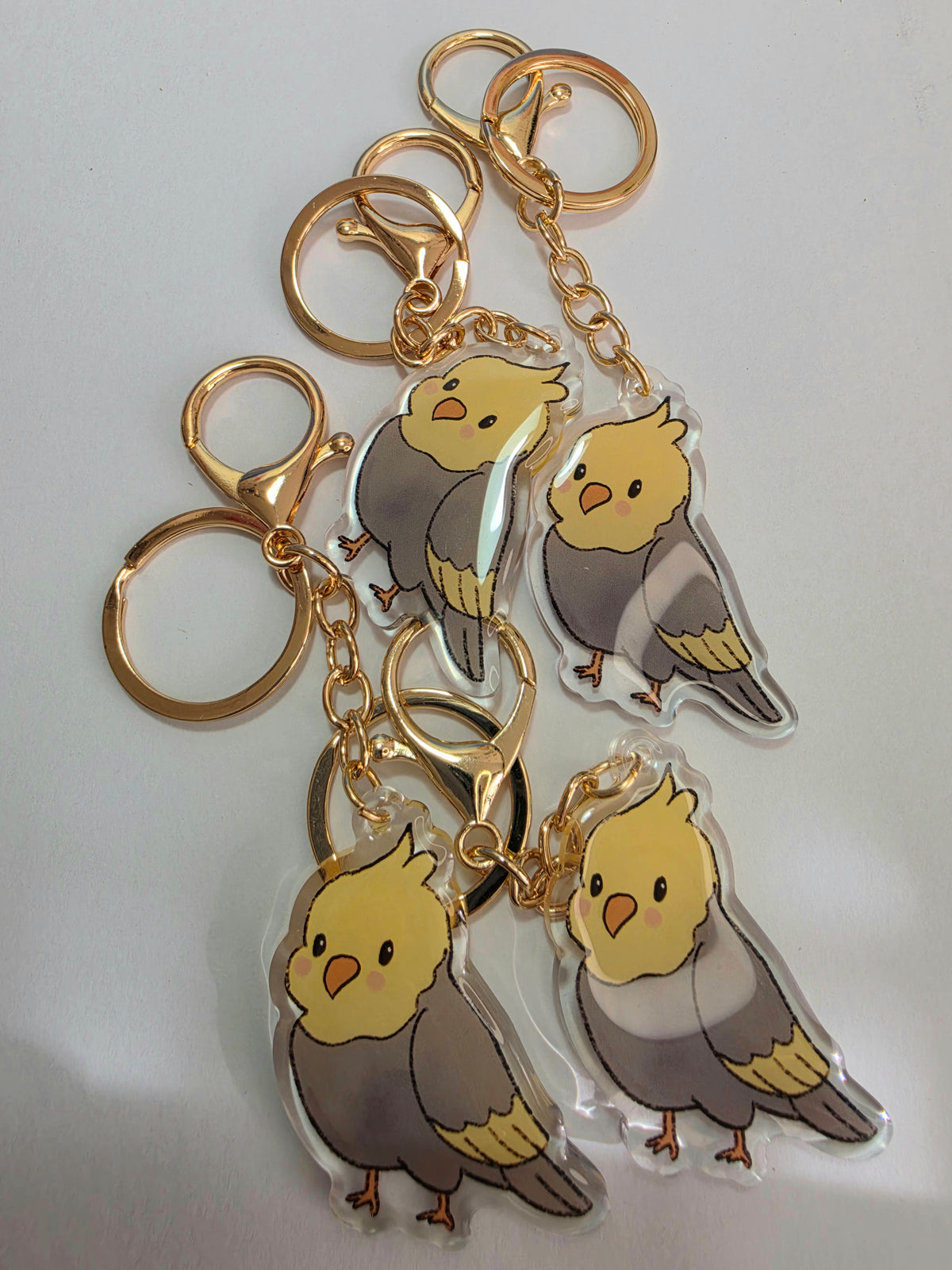 Cockatiel Keychain - Grey and Yellow - 092