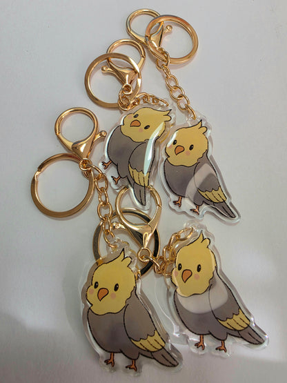 Cockatiel Keychain - Grey and Yellow - 092