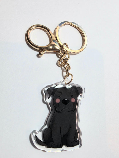 Amstaff / Pit Bull Keychain - Black - 130