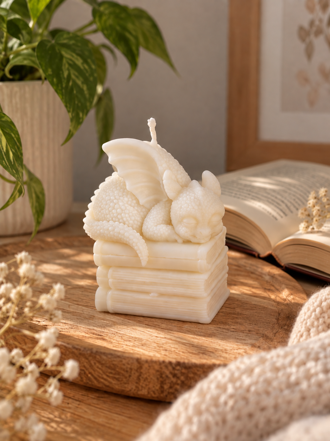 Book Dragon Pillar Candle