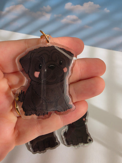 Pug Keychain - Black - 047