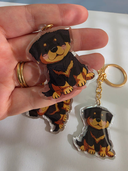 Rottweiler Keychain - Black and Tan - 065