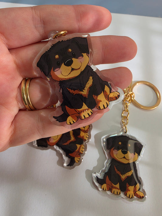 Rottweiler Keychain - Black and Tan - 065