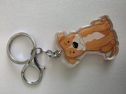 Amstaff / Pit Bull Keychain - Fawn & White - 122