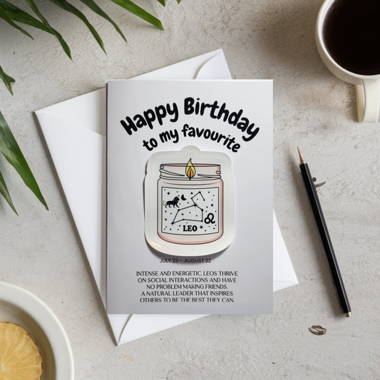 Zodiac Birthday Card with Sticker