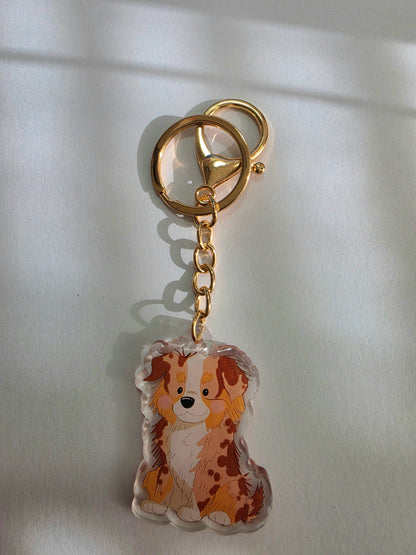 Aussie Shepherd Keychain - Red Merle - 035