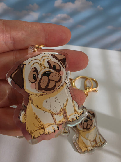 Pug Keychain - Cream - 048