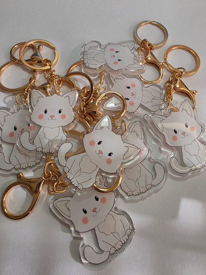 Cat Keychain - White - 078
