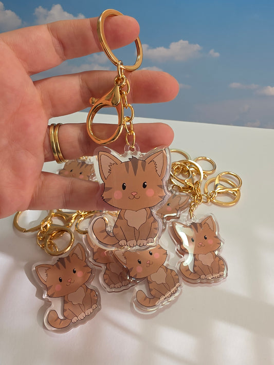 Cat Keychain - Brown - 085