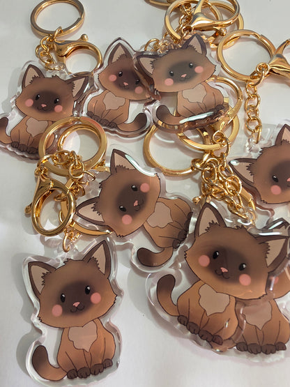 Cat Keychain - Siamese - 079