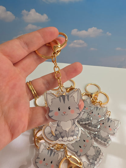 Cat Keychain - Grey - 081