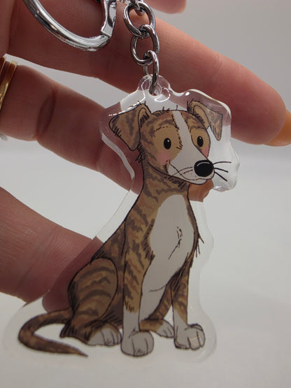 Greyhound - Whippet Keychain - Brindle - 144