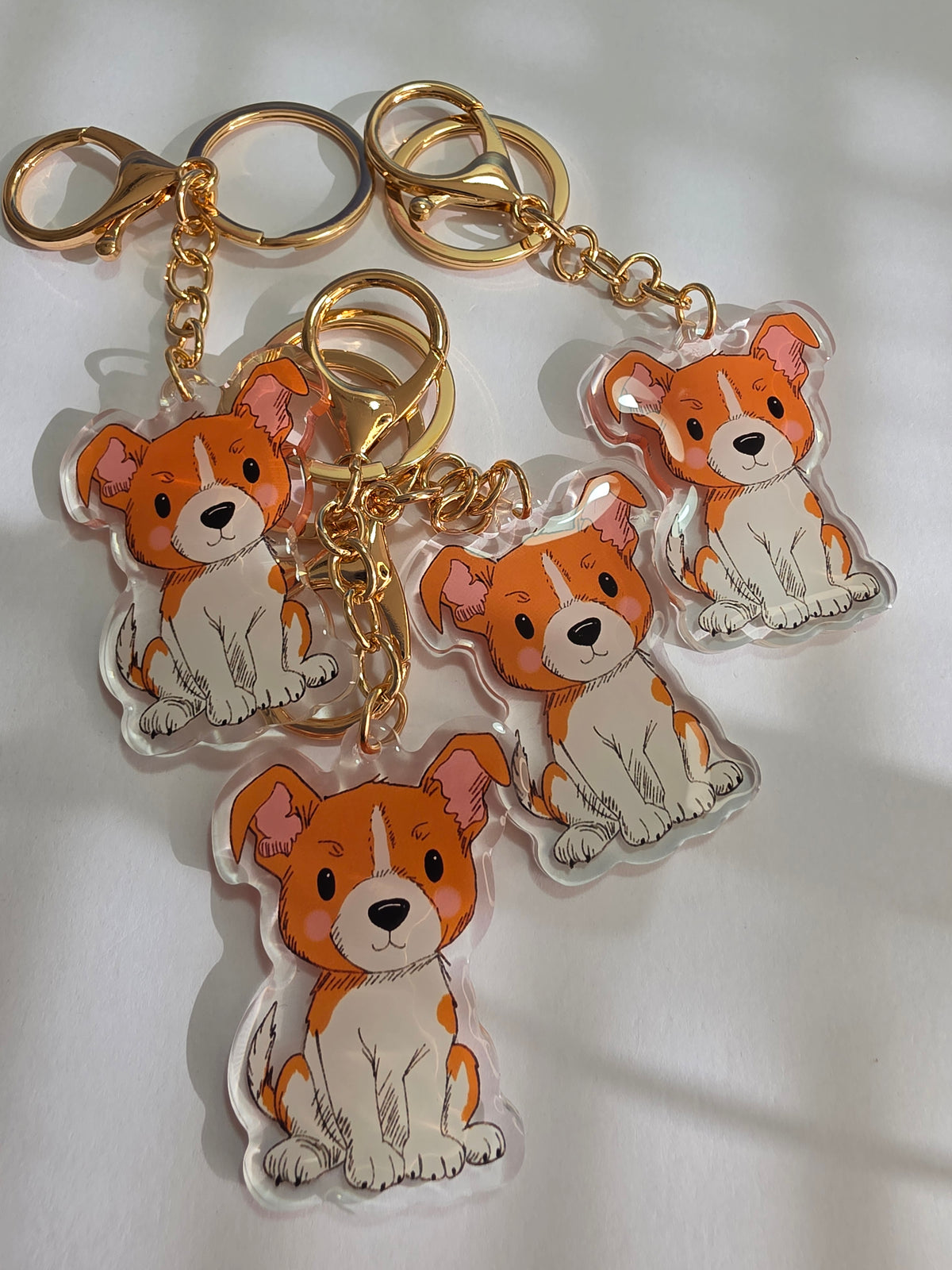 Jack Russell Terrier Keychain - White and Tan - 070