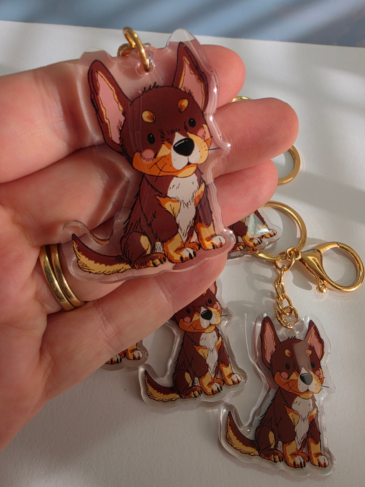 Kelpie Keychain - Red Tricolour - 028