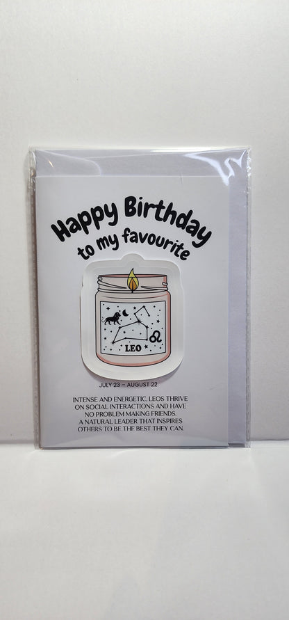Zodiac Birthday Card with Sticker